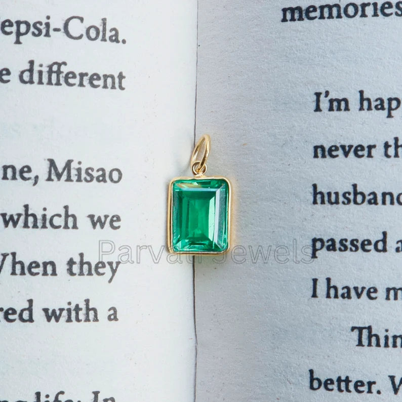 Beautiful Lab Created Peridot Charm, 18k Solid Gold Charm, Gold Peridot Charm, Gold Charm, Charm Necklace, Handmade Gold Charm, Gift for Her