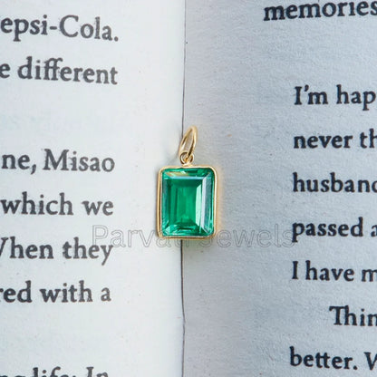 Beautiful Lab Created Peridot Charm, 18k Solid Gold Charm, Gold Peridot Charm, Gold Charm, Charm Necklace, Handmade Gold Charm, Gift for Her
