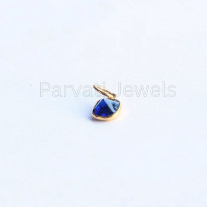 Exquisite Lab-Created Blue Sapphire Charm, 18k Solid Gold Charm, Gold Sapphire Charm, Gold Charm, Handmade Gold Charm, Gift for Her