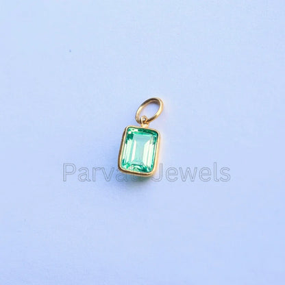 Exquisite Lab Created Peridot Charm, 18k Solid Gold Charm, Gold Jewelry, Gold Charm, Charm Necklace, Handmade Gold Charm, Gift for Her 4x6