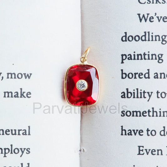 Exquisite Ruby and Moissanite Charm, 18k Solid Gold Charm, Multistone Charm, Gold Charm, Charm Pendant, Handmade Gold Charm, Gift for Her