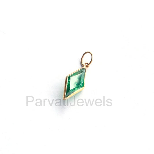 Elegant Lab-Created Peridot Charm, 18k Solid Gold Charm, Handmade Gold Charm, Charms Necklace, Peridot Charms, Gift For Her