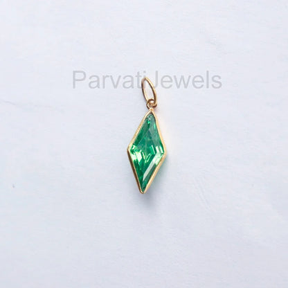 Elegant Lab-Created Peridot Charm, 18k Solid Gold Charm, Handmade Gold Charm, Charms Necklace, Peridot Charms, Gift For Her