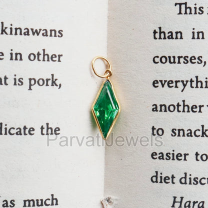 Elegant Lab-Created Peridot Charm, 18k Solid Gold Charm, Handmade Gold Charm, Charms Necklace, Peridot Charms, Gift For Her