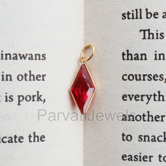 Elegant Lab-Created Ruby Charm, 18k Solid Gold Charm, Handmade Gold Charm, Charm Pendant, Charms Necklace, Ruby Charms, Gift For Her