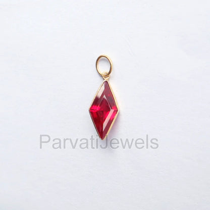 Elegant Lab-Created Ruby Charm, 18k Solid Gold Charm, Handmade Gold Charm, Charm Pendant, Charms Necklace, Ruby Charms, Gift For Her