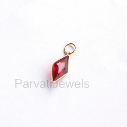 Elegant Lab-Created Ruby Charm, 18k Solid Gold Charm, Handmade Gold Charm, Charm Pendant, Charms Necklace, Ruby Charms, Gift For Her