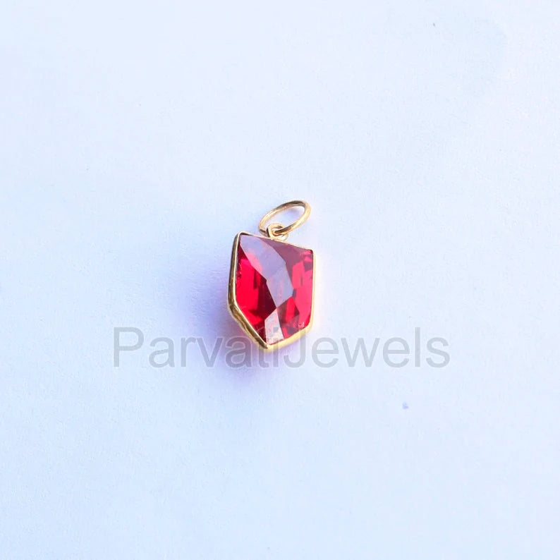 Lab-Created Ruby Charm, 18k Solid Gold Charm, Handcrafted Gold Charm, Charms Pendant, Authentic Gold Jewelry, Ruby Charm, Gift For Her