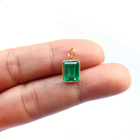 Beautiful Lab Created Peridot Charm, 18k Solid Gold Charm, Gold Peridot Charm, Gold Charm, Charm Necklace, Handmade Gold Charm, Gift for Her