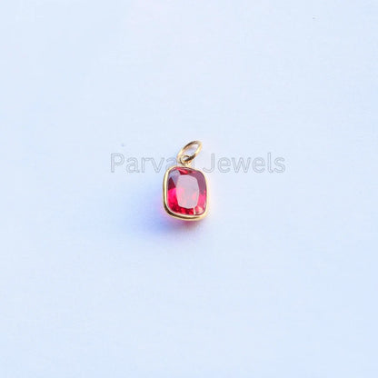 Elegant Lab-Created Ruby Charm, 18k Solid Gold Charm, Gold Ruby Charm, Gold Charm, Charm Necklace, Handmade Gold Charm, Gift for Her