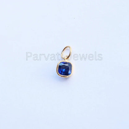 Exquisite Lab-Created Blue Sapphire Charm, 18k Solid Gold Charm, Gold Sapphire Charm, Gold Charm, Handmade Gold Charm, Gift for Her