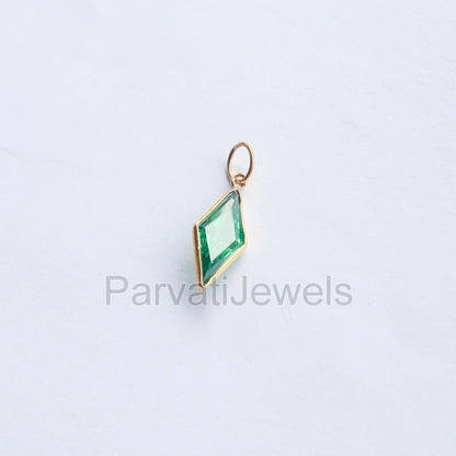 Elegant Lab-Created Peridot Charm, 18k Solid Gold Charm, Handmade Gold Charm, Charms Necklace, Peridot Charms, Gift For Her