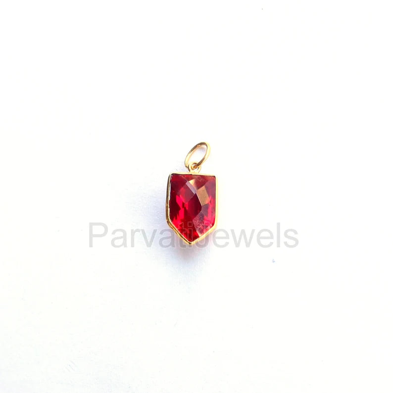 Lab-Created Ruby Charm, 18k Solid Gold Charm, Handcrafted Gold Charm, Charms Pendant, Authentic Gold Jewelry, Ruby Charm, Gift For Her