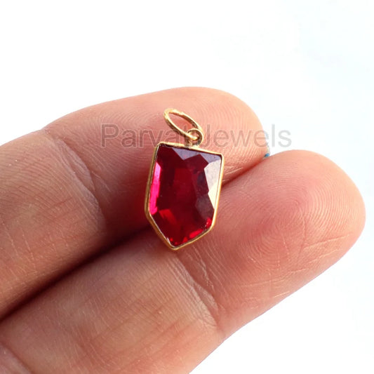 Lab-Created Ruby Charm, 18k Solid Gold Charm, Handcrafted Gold Charm, Charms Pendant, Authentic Gold Jewelry, Ruby Charm, Gift For Her