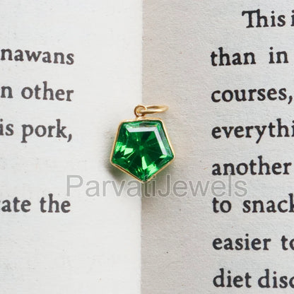 Lab-Created Peridot Charm, 18k Solid Gold Charm, Handcrafted Gold Charm, Charms Pendant, Authentic Gold Jewelry, Peridot Charm, Gift For Her