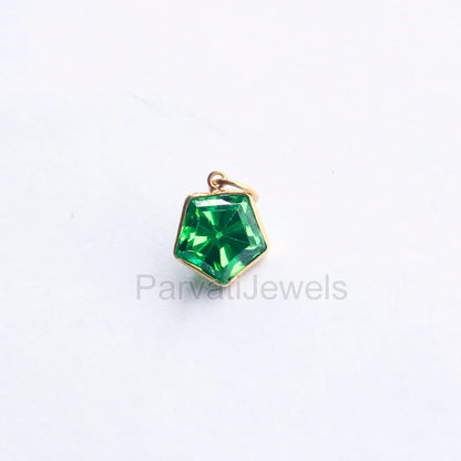 Lab-Created Peridot Charm, 18k Solid Gold Charm, Handcrafted Gold Charm, Charms Pendant, Authentic Gold Jewelry, Peridot Charm, Gift For Her