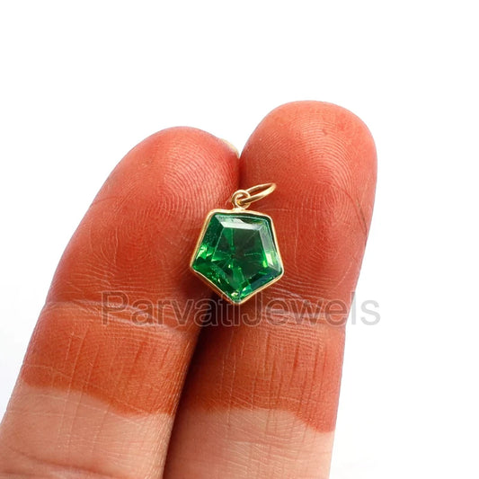 Lab-Created Peridot Charm, 18k Solid Gold Charm, Handcrafted Gold Charm, Charms Pendant, Authentic Gold Jewelry, Peridot Charm, Gift For Her