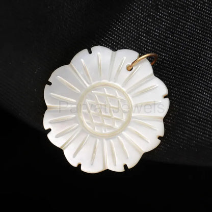 Natural Mother of Pearl Carving Charm, 18k Solid Gold Charm, Mother of Pearl Charm, Pearl Carving Charm, Charm Pendant, Handmade Gold Charm