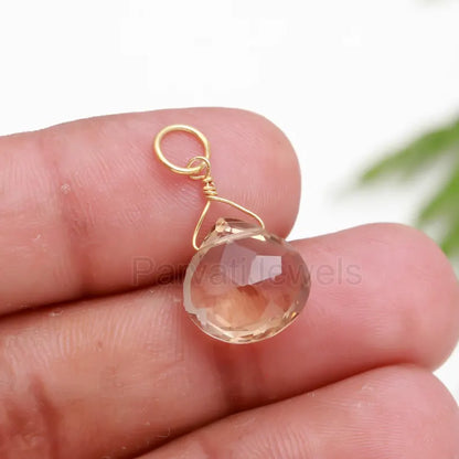 Natural Bear Quartz Charm, 18k Solid Gold Charm, Gold Charm, Bear Quartz Charm, Gold Charm Pendant, Charm Necklace, Handmade Gold Charm