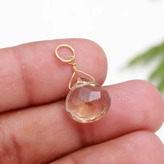 Natural Bear Quartz Charm, 18k Solid Gold Charm, Gold Charm, Bear Quartz Charm, Gold Charm Pendant, Charm Necklace, Handmade Gold Charm
