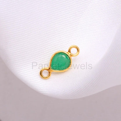 Natural Emerald Connector, 18k Solid Gold Connector, Emerald Connector, Gold Connector, Connector Pendant, Gold Jewelry Connector