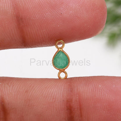 Natural Emerald Connector, 18k Solid Gold Connector, Emerald Connector, Gold Connector, Connector Pendant, Gold Jewelry Connector