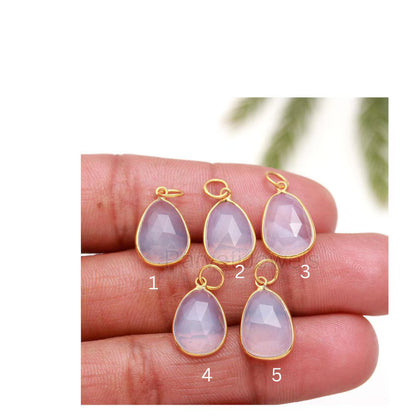 AA Natural Lavender Opal Charm, Solid 18k Gold Charm, Handmade Gold Charm, Fancy Shape Opal Rose Cut Charm, Birthstone Charm, Gold Charm