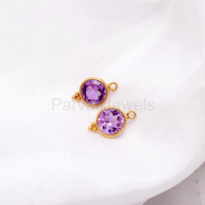 AA Natural Amethyst Hoop Earring, Solid 18k Gold Earrings, Amethyst Hoop Earring, Birthstone Earring, Partywear Hoop Earring, Gold Earrings
