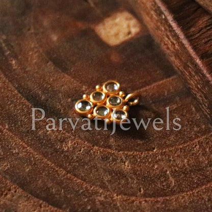 Natural Rosecut Diamond charm pendant, Natural Rose Cut LB diamond, Jewelry making 18k Solid Gold, 10x12mm, dainty pendant, Gold Charm