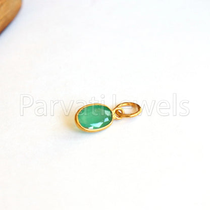 Natural Emerald Charm, 18k Solid Gold Charm, AA Emerald Charm Pendant, May Birthstone Emerald Charm, Gold Charm Pendant, Handmade Gold Cham