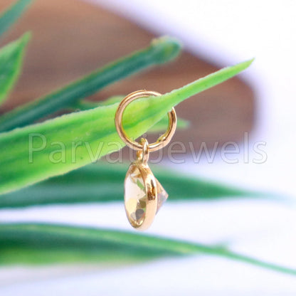 AA Citrine Charm, 18k Solid Gold Charm, Natural Citrine Charm, Gold Charm, Handmade Gold Charm, Charm Pendant, Charm Necklace, Gift For Her