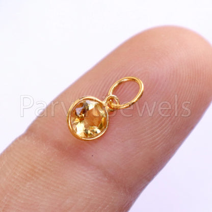AA Citrine Charm, 18k Solid Gold Charm, Natural Citrine Charm, Gold Charm, Handmade Gold Charm, Charm Pendant, Charm Necklace, Gift For Her