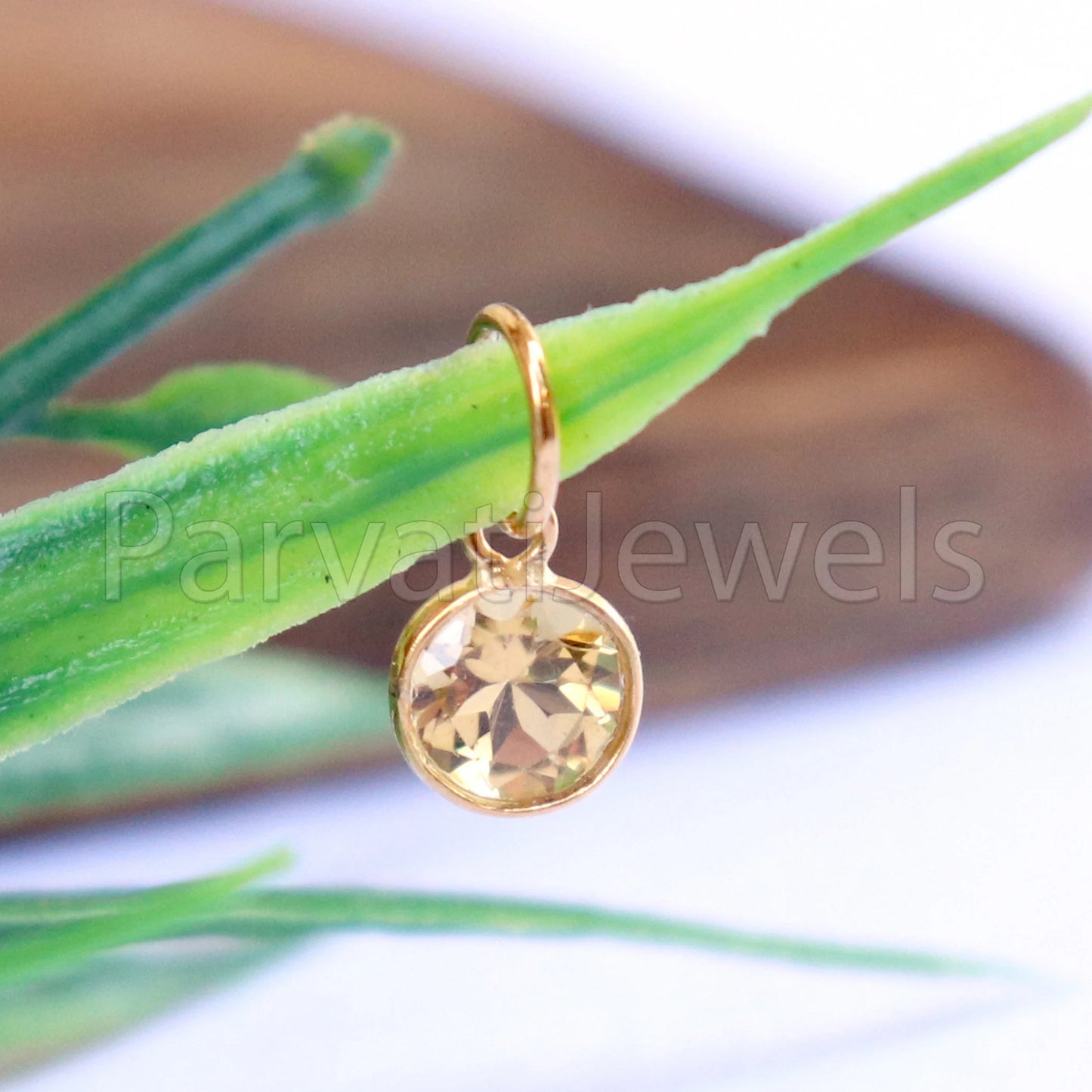 AA Citrine Charm, 18k Solid Gold Charm, Natural Citrine Charm, Gold Charm, Handmade Gold Charm, Charm Pendant, Charm Necklace, Gift For Her