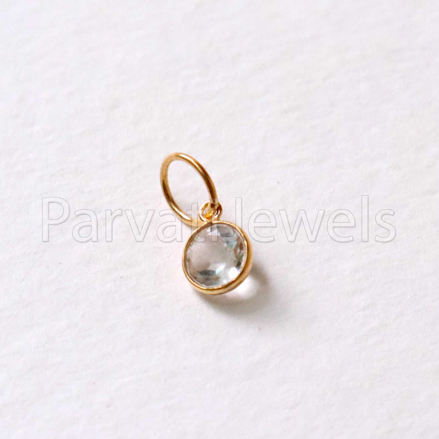 Natural White Crystal Charm, 18k Solid Gold Charm, Natural Crystal Charm, Gold Charm, Charm Pendant, Charm Necklace, Handmade Gold Charm