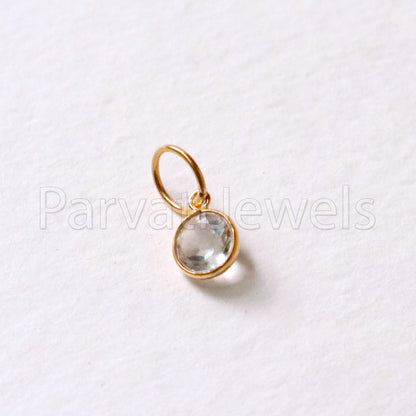 Natural White Crystal Charm, 18k Solid Gold Charm, Natural Crystal Charm, Gold Charm, Charm Pendant, Charm Necklace, Handmade Gold Charm