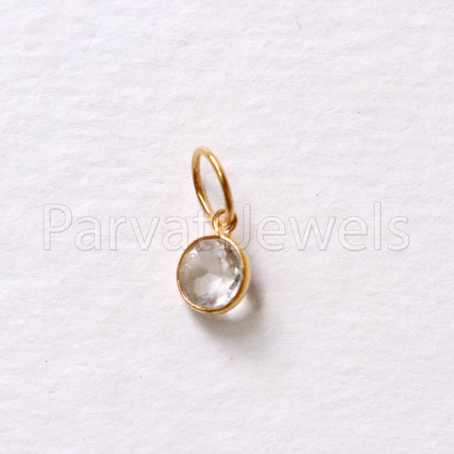 Natural White Crystal Charm, 18k Solid Gold Charm, Natural Crystal Charm, Gold Charm, Charm Pendant, Charm Necklace, Handmade Gold Charm