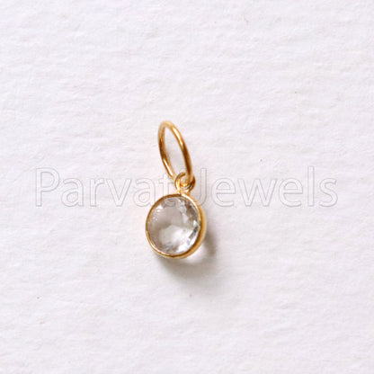 Natural White Crystal Charm, 18k Solid Gold Charm, Natural Crystal Charm, Gold Charm, Charm Pendant, Charm Necklace, Handmade Gold Charm