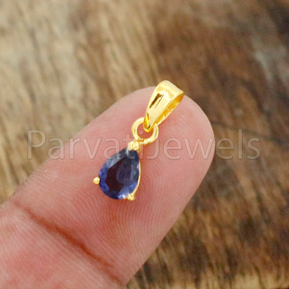 AA Iolite Charm, 18k Solid Gold Charm, Natural Iolite Charm, Gold Charm, Charm Pendant, Charm Necklace, Handmade Gold Charm, Gfit for Her