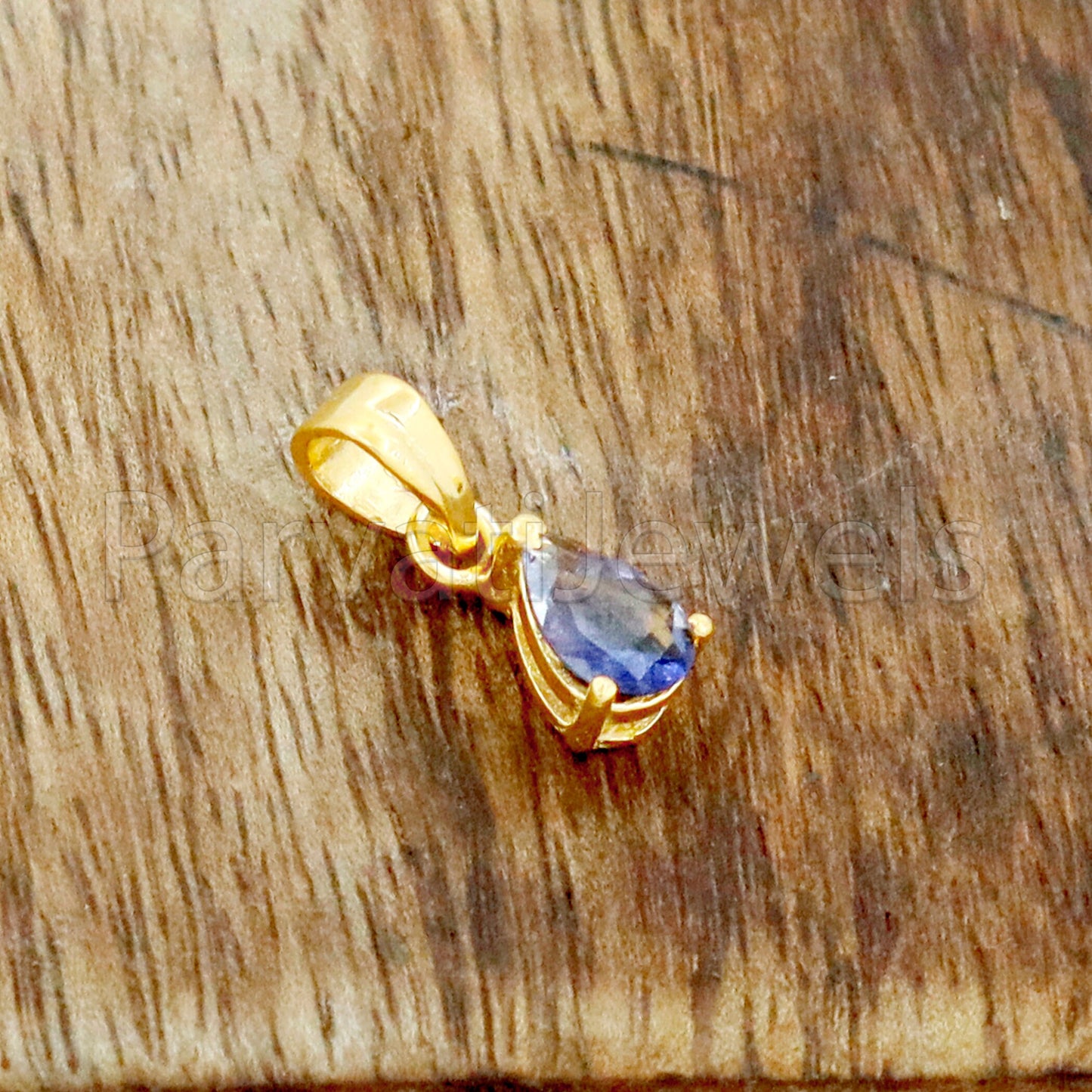 AA Iolite Charm, 18k Solid Gold Charm, Natural Iolite Charm, Gold Charm, Charm Pendant, Charm Necklace, Handmade Gold Charm, Gfit for Her
