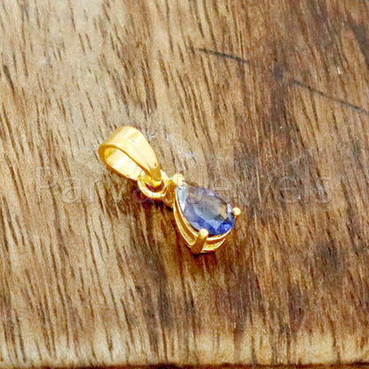 AA Iolite Charm, 18k Solid Gold Charm, Natural Iolite Charm, Gold Charm, Charm Pendant, Charm Necklace, Handmade Gold Charm, Gfit for Her