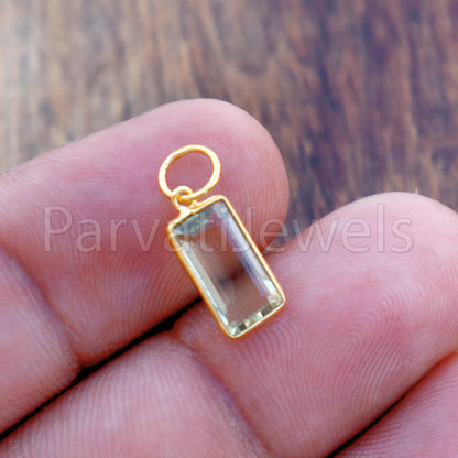 AA Lemon Topaz Charm, 18k Solid Gold Charm, Natural Lemon Topaz Charm, Gold Charm, Birthstone Gold Charm, Charm Pendant, Handmade Gold Charm