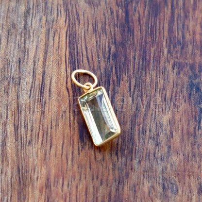 AA Lemon Topaz Charm, 18k Solid Gold Charm, Natural Lemon Topaz Charm, Gold Charm, Birthstone Gold Charm, Charm Pendant, Handmade Gold Charm