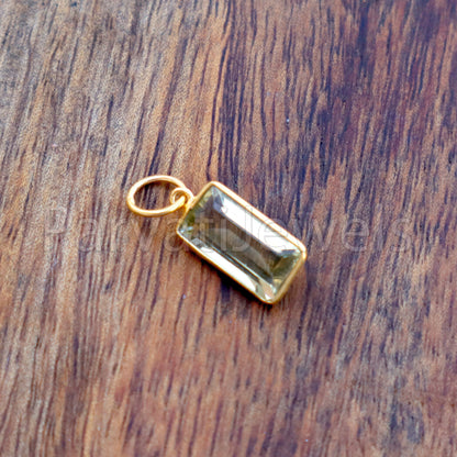 AA Lemon Topaz Charm, 18k Solid Gold Charm, Natural Lemon Topaz Charm, Gold Charm, Birthstone Gold Charm, Charm Pendant, Handmade Gold Charm