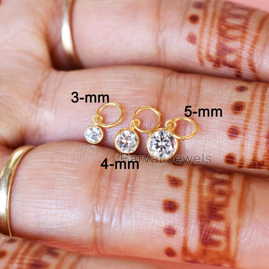 Natural Moissanite Charm, 18k Solid Gold Charm, AA Moissanite Charm, Gold Charm, Charm Pendant, Birthstone Gold Charm, Handmade Gold Charm