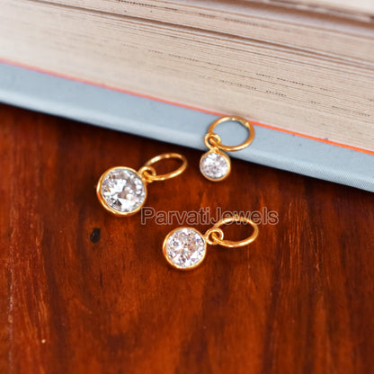 Natural Moissanite Charm, 18k Solid Gold Charm, AA Moissanite Charm, Gold Charm, Charm Pendant, Birthstone Gold Charm, Handmade Gold Charm