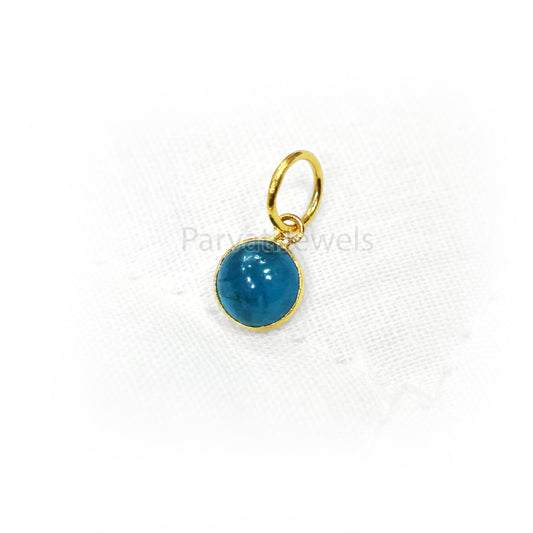 Natural Neon Apatite Charm, 18K Solid Gold Charm Pendant, Apatite Gemstone Charm, Gold Charm, Handmade Gold Charm, Birthstone Gold Charm