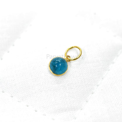Natural Neon Apatite Charm, 18K Solid Gold Charm Pendant, Apatite Gemstone Charm, Gold Charm, Handmade Gold Charm, Birthstone Gold Charm