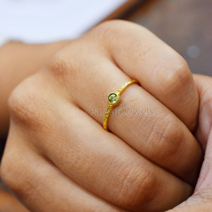 Natural Peridot Solid Gold Ring, Peridot Gold jewelry, 14k & 18K Solid Gold Peridot Ring, Handmade Gold Ring, Engagement Ring, Gift For Her
