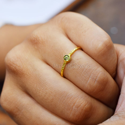 Natural Peridot Solid Gold Ring, Peridot Gold jewelry, 14k & 18K Solid Gold Peridot Ring, Handmade Gold Ring, Engagement Ring, Gift For Her