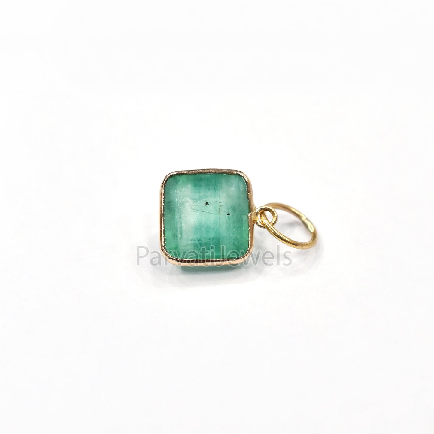 AA Emerald Gold Charm, 18k Solid Gold Charm, Natural Emerald Charm, Gold Charm, Charm Pendant, Charm Necklace, Handmade Charm, Gift For Her